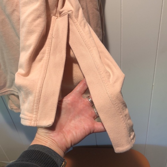 Champion Mock turtleneck extra long side slit tunic Sweatshirt dusty pink Size L - Picture 2 of 6
